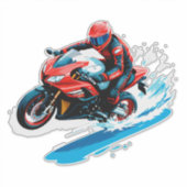 Stylish Motorcycle Rider Sticker (Voorkant)