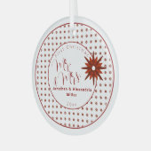 Stylish Mr & Mrs First Kerstmis | Rode sneeuwvlok Glas Ornament (Voorkant links)