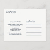 Stylish Navy 4 Photo Enregistrer la date Carte pos (Dos)