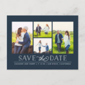 Stylish Navy 4 Photo Enregistrer la date Carte pos (Devant)