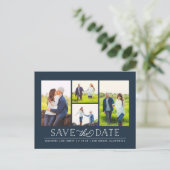 Stylish Navy 4 Photo Enregistrer la date Carte pos (Debout devant)