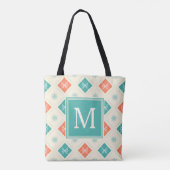 Stylish Nordic Pattern Monogram Initiaal Draagtas (Achterkant)