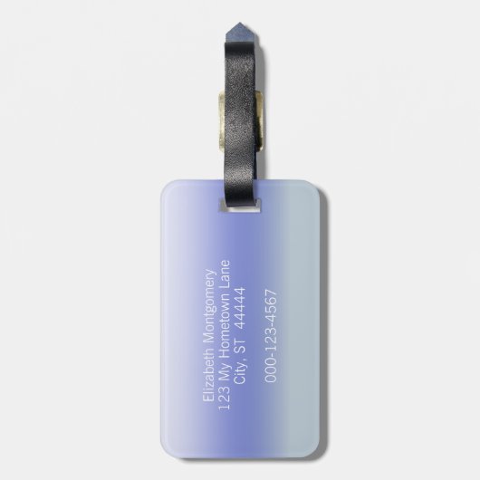 Stylish Ombre Blue Pastel Initiaal Letter Monogram Bagagelabel (Achterkant verticaal)