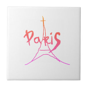 Stylish Paris Eifel Tower Drawing Sketch Tegeltje