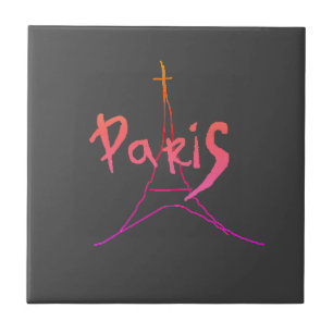 Stylish Paris Eifel Tower Drawing Sketch Tegeltje