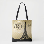 Stylish Paris Eiffel Tower Faux Gold Monogramed Draagtas (Voorkant)