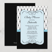 Stylish Parisian Blue Boy Baby shower Invitation Kaart (Voorkant / Achterkant)