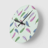 Stylish Pastel Feathers Pattern Ronde Klok (Hoek)