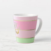 Stylish Pastel Pink and Green Striped Latte Mok (Rechterhoek)