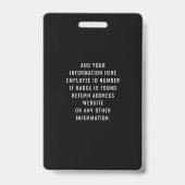 Stylish Photo Employee Black Badge (Arrière)