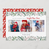 Stylish Pine Vines green trees New Year Feestdagenkaart (Voorkant / Achterkant)