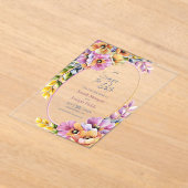 Stylish Pink and Orange Floral Save The Date Acryl Uitnodigingen (Laagn)