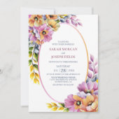 Stylish Pink and Orange Floral Wedding  Kaart (Voorkant)