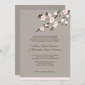 Stylish Pink Cherry Blossoms Wedding Invitation Kaart (Voorkant / Achterkant)