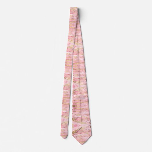 Stylish Pink Gold Abstract Marble Liquid Paint Stropdas (Achterkant)
