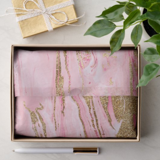 Stylish Pink Gold Abstract Marble Liquid Paint Tissuepapier (Geschenk)