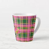 Stylish Pink & Green Plaid Monogrammed Latte Mok (Rechterhoek)