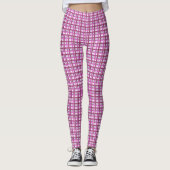 Stylish pink plaid geometric patterned leggings (Voorkant)