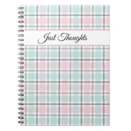 Stylish plaid with pastel gray, pink and blue  notitieboek