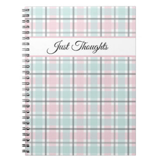 Stylish plaid with pastel gray, pink and blue  notitieboek