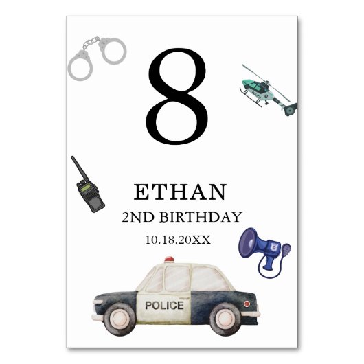 Stylish Police Kids Birthday Kaart (Achterkant)