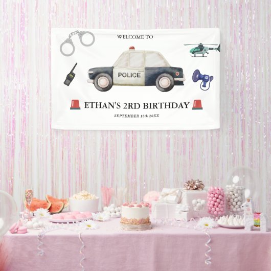 Stylish Police Kids Birthday Spandoek (Feest)