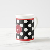 Stylish Polka Dot Monogram Bone China Mok (Voorkant rechts)