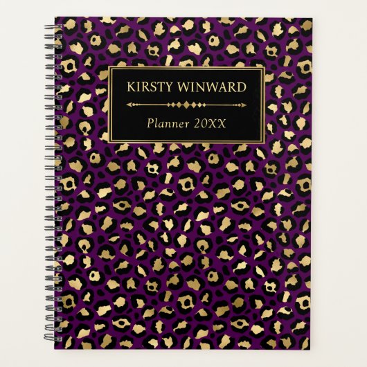 Stylish Purple and Gold Faux Foil Leopard Spots (Devant)