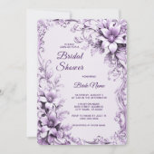 Stylish Purple Flowers Bridal Shower Invitation (Devant)