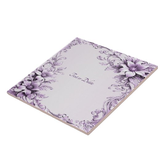 Stylish Purple Flowers Ceramic Tile Tegeltje (Zijkant)