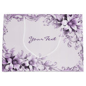 Stylish Purple Flowers Gift Bag Groot Cadeauzakje (Voorkant)