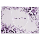 Stylish Purple Flowers Gift Bag Groot Cadeauzakje (Achterkant)