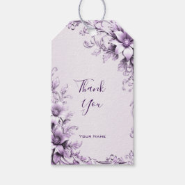 Stylish Purple Flowers Gift Tag Cadeaulabel
