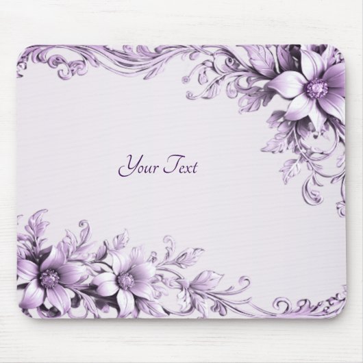 Stylish Purple Flowers Mousepad Muismat (Voorkant)