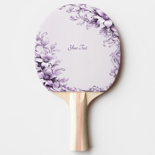 Stylish Purple Flowers Ping Pong Paddle Tafeltennisbatje (Voorkant)