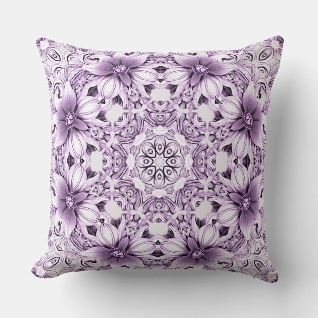 Stylish Purple Flowers Throw Pillow Kussen (Voorkant)