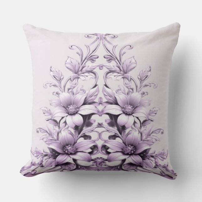 Stylish Purple Flowers Throw Pillow Kussen (Voorkant)