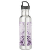 Stylish Purple Flowers Water Bottle Waterfles (Achterkant)