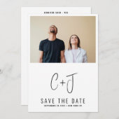 STYLISH | QR-code Moderne eenvoudige foto-grens Save The Date (Voorkant / Achterkant)
