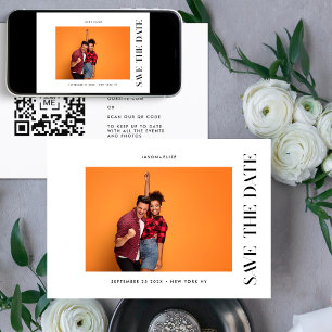 STYLISH   QR-code Moderne eenvoudige foto-grens Save The Date