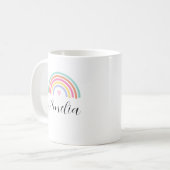 Stylish Rainbow Love Heart Nom personnalisé Mug (Devant gauche)