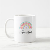 Stylish Rainbow Love Heart Nom personnalisé Mug (Gauche)