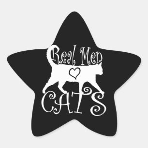 Stylish Real Men Love Cats Ster Sticker