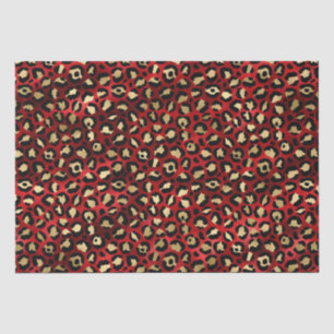 Stylish Red & Gold Foil Leopard Spots Safari Tissuepapier