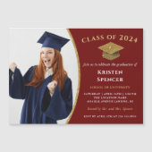 Stylish Red Gold Photo Party Magnet (Devant)