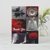 Stylish Red Silver Black Collage Hartelijk dank Bedankkaart (Staand voorkant)