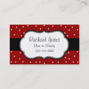 Stylish Red & White Polka Dot MMammikaart Contactkaartje