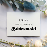 Stylish retro Bridesmaid merci carte texte