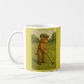 Stylish Retro Cat Playing Golf Custom Monogram  Koffiemok (Links)