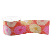 Stylish Retro Dahlia Floral Pattern Red Roze Grosgrain Lint (Spoel)